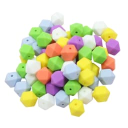 Cute-Idea 10pcs 14mm Silicone Beads Hexagon Pearl Food Grade Teether DIY Pacifier Clips Beads Necklace Baby Toy Teething