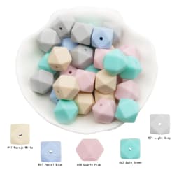 Cute-Idea 10pcs 14mm Silicone Beads Hexagon Pearl Food Grade Teether DIY Pacifier Clips Beads Necklace Baby Toy Teething