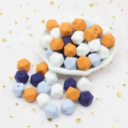 Cute-Idea 10pcs 14mm Silicone Beads Hexagon Pearl Food Grade Teether DIY Pacifier Clips Beads Necklace Baby Toy Teething