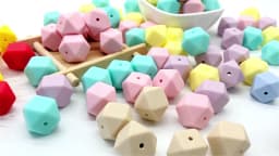 Cute-Idea 10pcs 14mm Silicone Beads Hexagon Pearl Food Grade Teether DIY Pacifier Clips Beads Necklace Baby Toy Teething