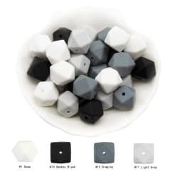 Cute-Idea 10pcs 14mm Silicone Beads Hexagon Pearl Food Grade Teether DIY Pacifier Clips Beads Necklace Baby Toy Teething