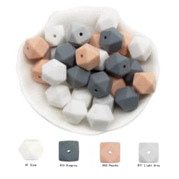 Cute-Idea 10pcs 14mm Silicone Beads Hexagon Pearl Food Grade Teether DIY Pacifier Clips Beads Necklace Baby Toy Teething