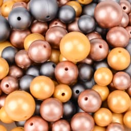 12mm/15mm 50pcs Metallic Golden Print Silicone Beads Silver Teething Beads Food Grade Silicone Chewable Teething For Infant