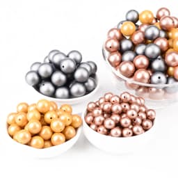 12mm/15mm 50pcs Metallic Golden Print Silicone Beads Silver Teething Beads Food Grade Silicone Chewable Teething For Infant