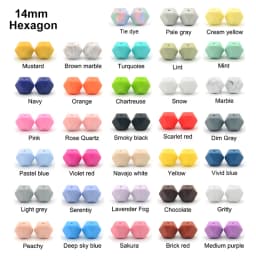 LOFCA Mini Hexagon 20pcs Silicone Beads 14mm Chewing Beads Charm Baby Teether Newburn Teething Necklace Pacifier Clip