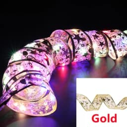 2026 LED Ribbon Decoration Lights 10m Christmas Tree Decoration Ornaments Lace Bows String Lights Navidad Home Decors New Year