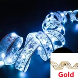 2026 LED Ribbon Decoration Lights 10m Christmas Tree Decoration Ornaments Lace Bows String Lights Navidad Home Decors New Year