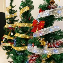 2026 LED Ribbon Decoration Lights 10m Christmas Tree Decoration Ornaments Lace Bows String Lights Navidad Home Decors New Year