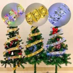 2026 LED Ribbon Decoration Lights 10m Christmas Tree Decoration Ornaments Lace Bows String Lights Navidad Home Decors New Year