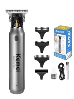 USB charging Zero-cut Blade Cordless Hair Trimmer Kemei KM-1757 Hair Clipper Hollow head Barber Hair Cut Machine