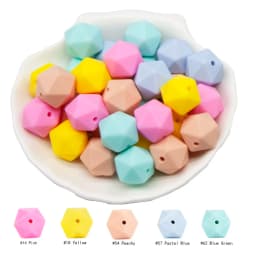 Cute-Idea 20pcs 14mm silicone icosahedron beads teether food grade chewable DIY handmade jewelry necklace bracelet baby teething