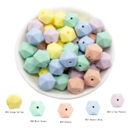 Cute-Idea 20pcs 14mm silicone icosahedron beads teether food grade chewable DIY handmade jewelry necklace bracelet baby teething