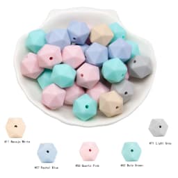 Cute-Idea 20pcs 14mm silicone icosahedron beads teether food grade chewable DIY handmade jewelry necklace bracelet baby teething