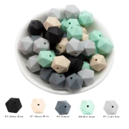 Cute-Idea 20pcs 14mm silicone icosahedron beads teether food grade chewable DIY handmade jewelry necklace bracelet baby teething