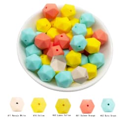 Cute-Idea 20pcs 14mm silicone icosahedron beads teether food grade chewable DIY handmade jewelry necklace bracelet baby teething