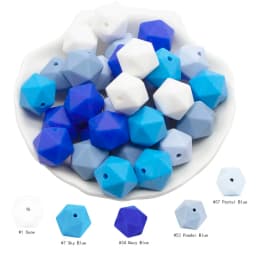 Cute-Idea 20pcs 14mm silicone icosahedron beads teether food grade chewable DIY handmade jewelry necklace bracelet baby teething