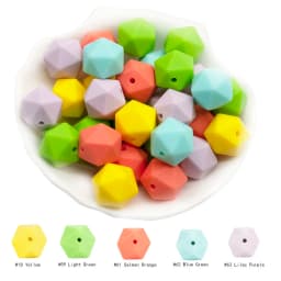 Cute-Idea 20pcs 14mm silicone icosahedron beads teether food grade chewable DIY handmade jewelry necklace bracelet baby teething