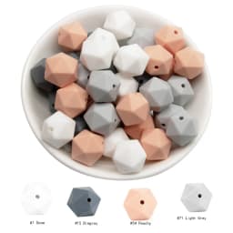 Cute-Idea 20pcs 14mm silicone icosahedron beads teether food grade chewable DIY handmade jewelry necklace bracelet baby teething
