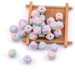 LOFCA 50pcs 14mm Mini Hexagon silicone beads Baby Teether BPA Free DIY Necklace Pacifier Chain Baby Teething Care Infant