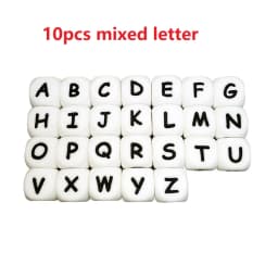BOBO.BOX Silicone Teethers Beads Eco-friendly BPA Free Baby Teething Letter Beads Pacifier Chain Clip DIY Necklace Rattail Cord