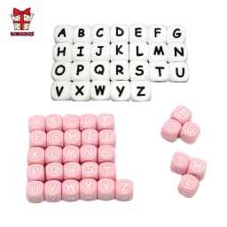 BOBO.BOX Silicone Teethers Beads Eco-friendly BPA Free Baby Teething Letter Beads Pacifier Chain Clip DIY Necklace Rattail Cord