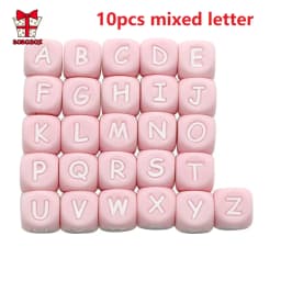 BOBO.BOX Silicone Teethers Beads Eco-friendly BPA Free Baby Teething Letter Beads Pacifier Chain Clip DIY Necklace Rattail Cord