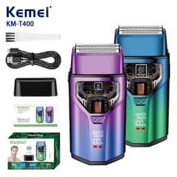 KEMEI KM-T400 Dual Foil 9000RPM 5W Magnetic Levitation Motor LCD Display 1400mAh Men's Electric Shaver Professional Shaver