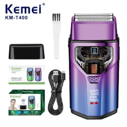 KEMEI KM-T400 Dual Foil 9000RPM 5W Magnetic Levitation Motor LCD Display 1400mAh Men's Electric Shaver Professional Shaver