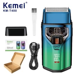 KEMEI KM-T400 Dual Foil 9000RPM 5W Magnetic Levitation Motor LCD Display 1400mAh Men's Electric Shaver Professional Shaver