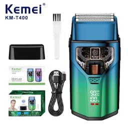 KEMEI KM-T400 Dual Foil 9000RPM 5W Magnetic Levitation Motor LCD Display 1400mAh Men's Electric Shaver Professional Shaver