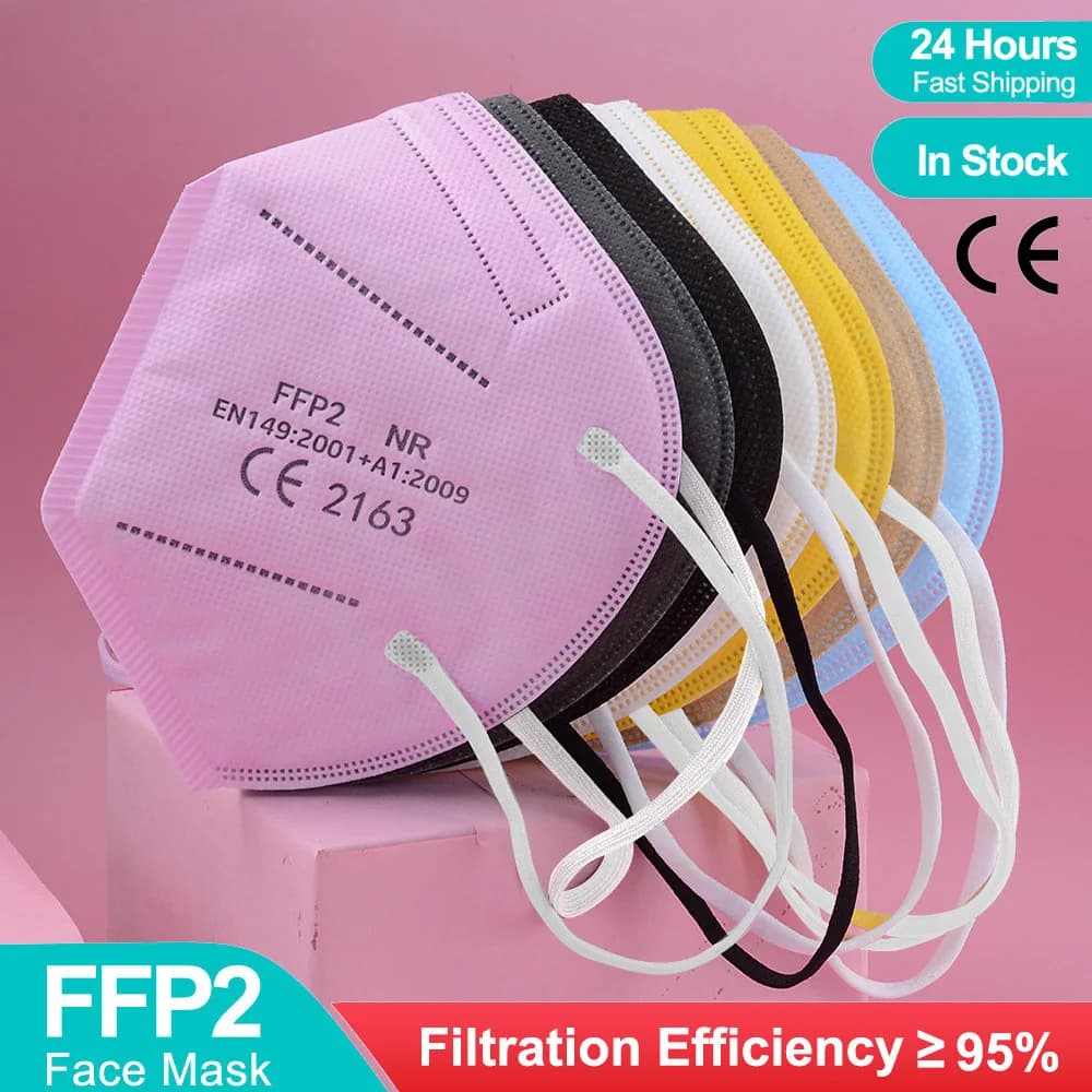 5Layer FFP2 Masks CE Approve KN95 Melt-blown 95% Filtering Adult Multi-colors Black Pink Blue Bag Pack ffp2 NR EU Fast Delivery