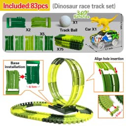 Magic Climbing Electric Dinosaur Car Track Railway Toy Car Set Bend Flexible Race Track Flash Light Car High Quality Toy For Kid