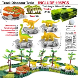 Magic Climbing Electric Dinosaur Car Track Railway Toy Car Set Bend Flexible Race Track Flash Light Car High Quality Toy For Kid