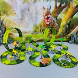 Magic Climbing Electric Dinosaur Car Track Railway Toy Car Set Bend Flexible Race Track Flash Light Car High Quality Toy For Kid