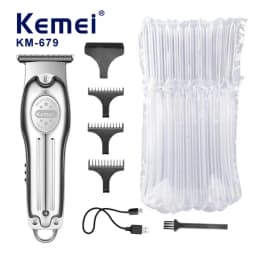Wholesale Electric Gold Silver Color Hair Trimmer Kemei KM-679 USB Charging Mini LCD Light Carving Scissors Hair Clipper