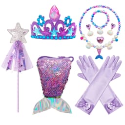 Mermaid Costume Summer Ariel Princess Dress Girls Birthday Part Dress Kids Blue Fluff Sleeve Ball Gown Girls outfit clothes