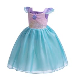 Mermaid Costume Summer Ariel Princess Dress Girls Birthday Part Dress Kids Blue Fluff Sleeve Ball Gown Girls outfit clothes