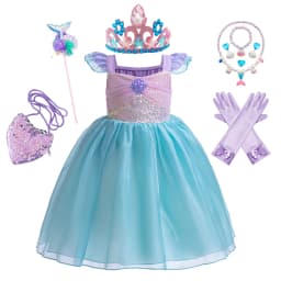 Mermaid Costume Summer Ariel Princess Dress Girls Birthday Part Dress Kids Blue Fluff Sleeve Ball Gown Girls outfit clothes