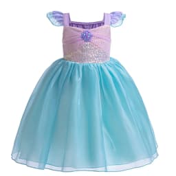 Mermaid Costume Summer Ariel Princess Dress Girls Birthday Part Dress Kids Blue Fluff Sleeve Ball Gown Girls outfit clothes