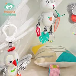 Baby Hanging Rattle Toys Plush Soft Animal Stuffed Handbells Educational Infant Development Handle Toys for Stroller Crib
