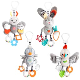Baby Hanging Rattle Toys Plush Soft Animal Stuffed Handbells Educational Infant Development Handle Toys for Stroller Crib