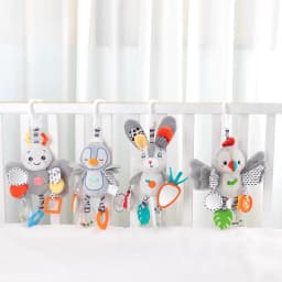 Baby Hanging Rattle Toys Plush Soft Animal Stuffed Handbells Educational Infant Development Handle Toys for Stroller Crib