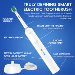 Smart Wireless Charging Rotating Electric Toothbrush, Rechargeable Electric Rotary Toothbrush Compatible with Oral B Brush Head