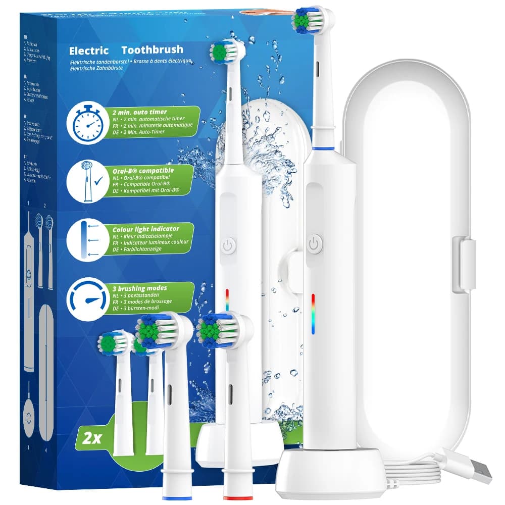 Smart Wireless Charging Rotating Electric Toothbrush, Rechargeable Electric Rotary Toothbrush Compatible with Oral B Brush Head