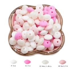 Cute-Idea 20Pcs Silicone Lentil Beads 12MM Baby Abacus Teething Beads BPA Free Newborn Baby Rodent Pacifier Chain Toy Baby goods