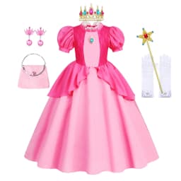 Peach Costume Girl Rosalina Dress Daisy Cosplay Children Birthday Carnival Fancy Party Dresses for Girls