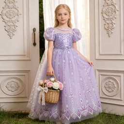 8pcs New Young Girls Frozen Elsa Party Dress Girl 2024 Cosplay Princess Gown Kids Snowflake Ice Fashion Clothes Fluffy Costumes