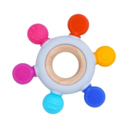 Color Kids 1PC Silicone Teether Toy newborn Rudder Shape Wooden Teether Ring Baby Toys BPA Free Molar Stick Baby Accessories