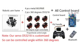 6 DOF Robotics Kit Educational Robot Manipulator Metal Alloy Arduino Arm Servo MG996 for Arduino Robot DIY Kit Programmable Kit