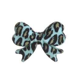 5Pcs Leopard Print Bows Silicone Beads 22x28mm Baby Teething Teether Beads DIY Baby Pacifier Chain Bracelet Care Chew Toys Gifts